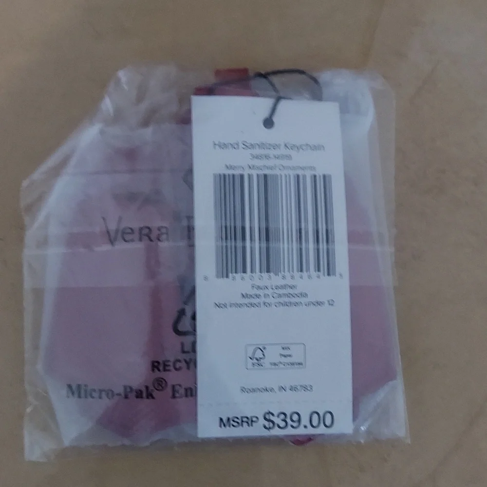 Vera Bradley Holiday Keychain Bag Charm Hand Sanitizer Holder - Sweater BNWT $39